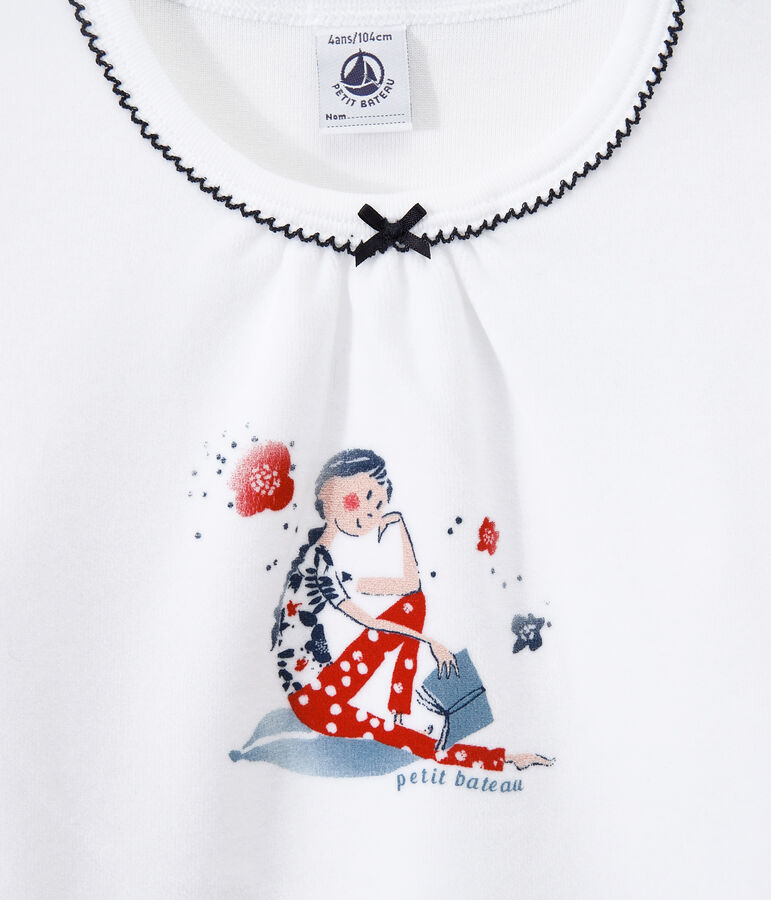 Pyjama fille en velours bleu/blanc