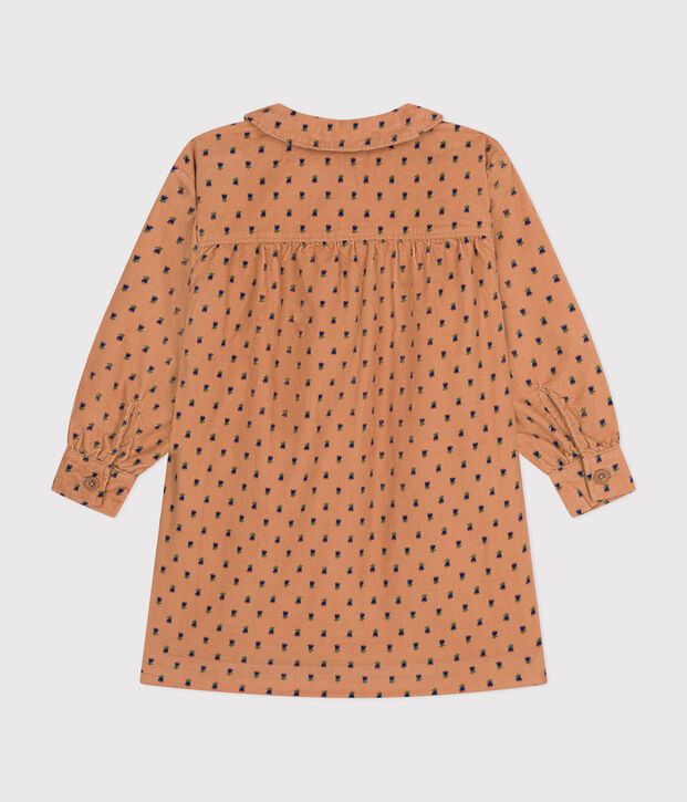 Robe manches longues en velours fleurie enfant fille rose/multicouleur