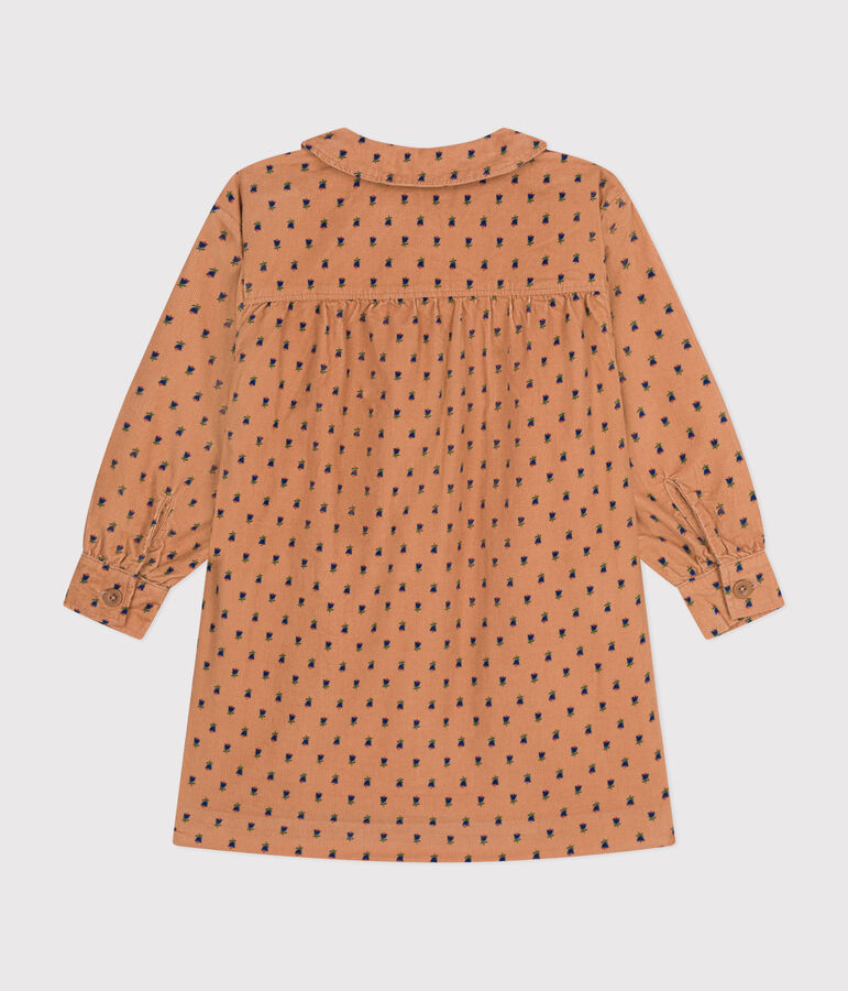 Robe manches longues en velours fleurie enfant fille rose/multicouleur