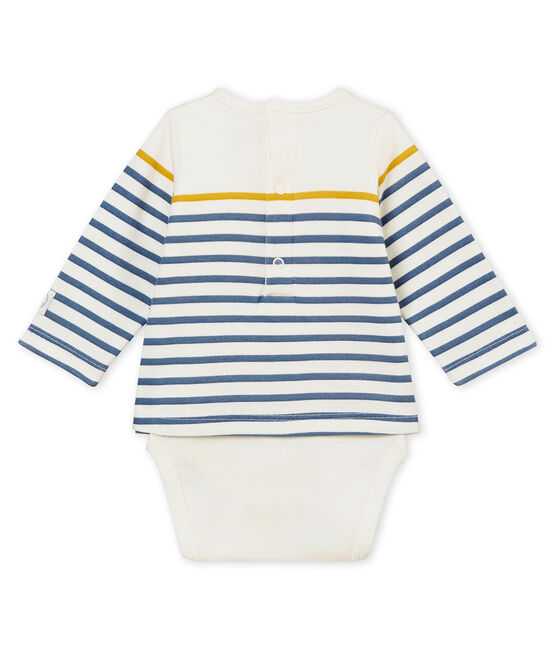 Body tee shirt manches longues bébé garçon blanc MARSHMALLOW/blanc MULTICO