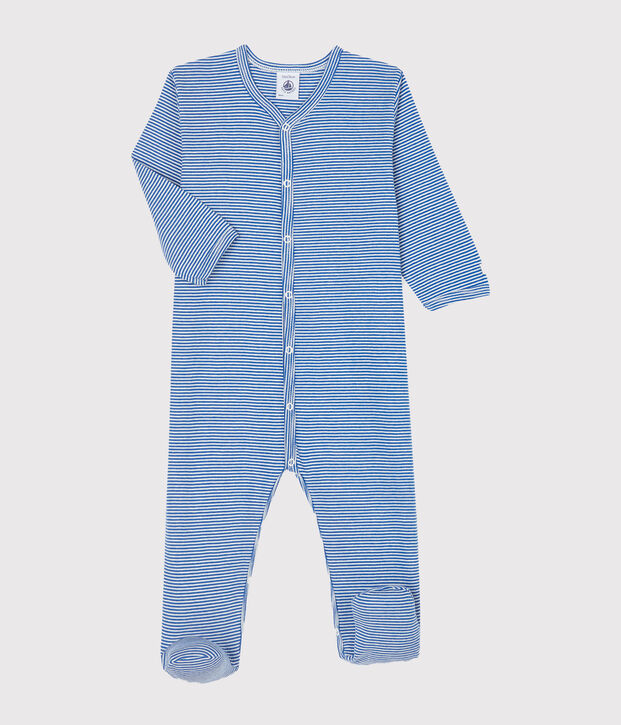 Dors-bien &agrave; rayures bleues b&eacute;b&eacute; en c&ocirc;te bleu/blanc
