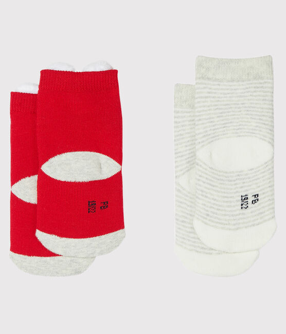 Lot de 2 paires de chaussettes bébé mixte rouge TERKUIT