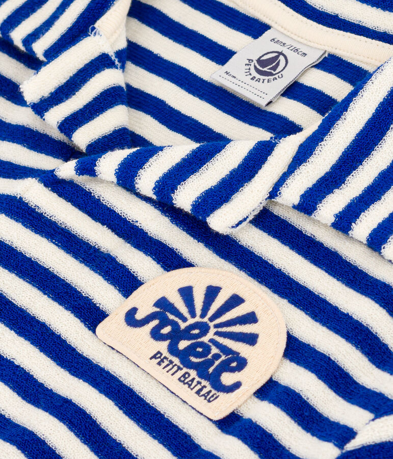 Polo manches courtes en bouclette &eacute;ponge enfant gar&ccedil;on bleu SURF/ AVALANCHE