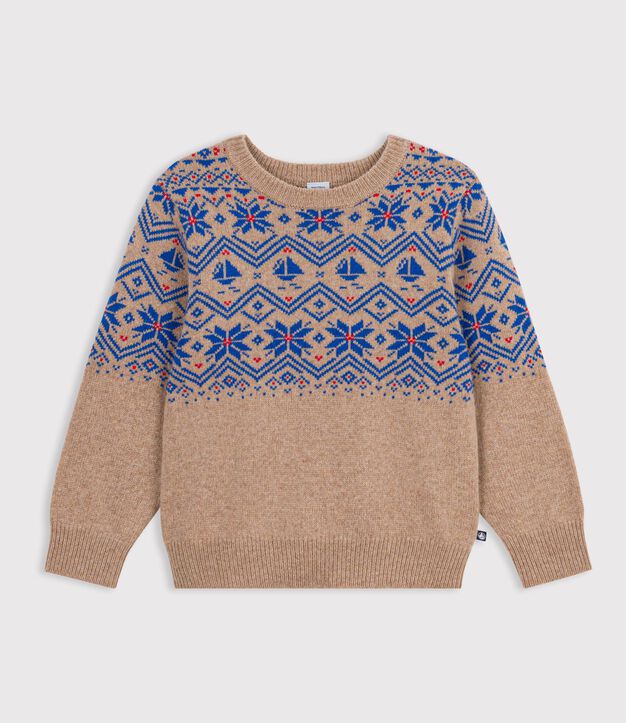 Pull jacquard enfant en laine et coton multicouleur/multicouleur