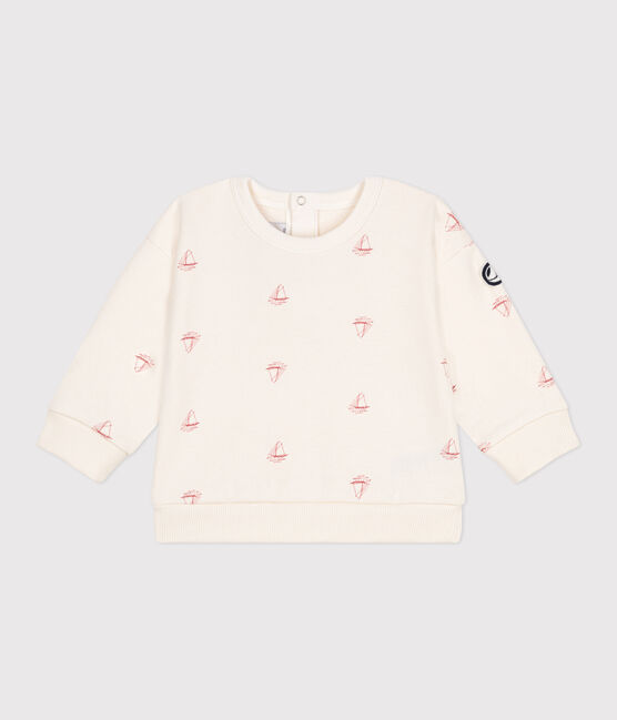 Sweatshirt bébé en coton imprimé bateau vintage rouge MILK/ POMPEI