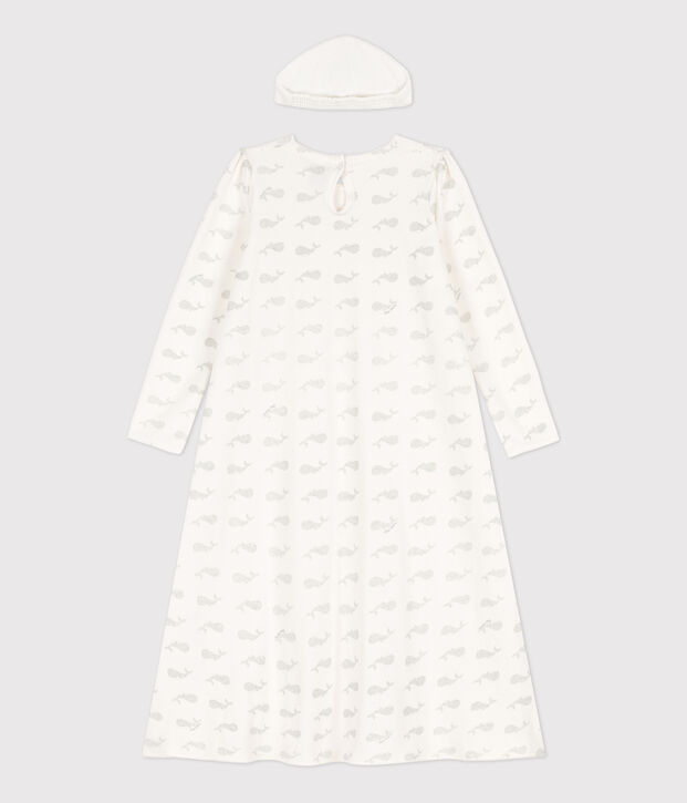 Chemise de nuit petite fille en velours blanc/gris