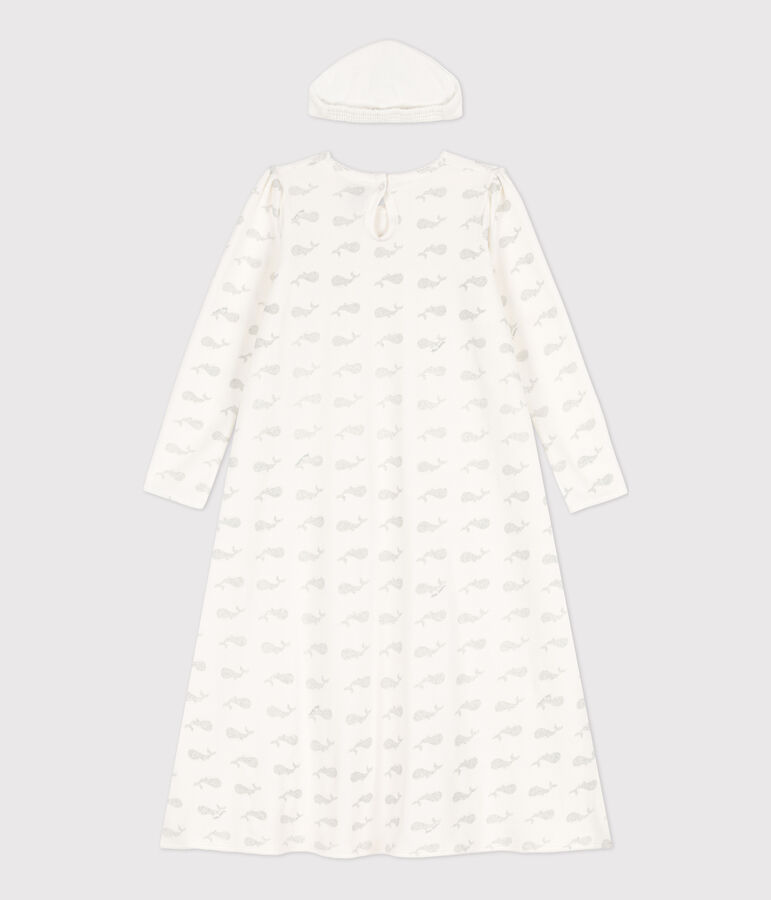 Chemise de nuit petite fille en velours blanc/gris