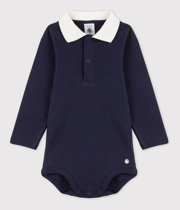 PETIT BATEAU - Body manches longues bébé col polo en coton