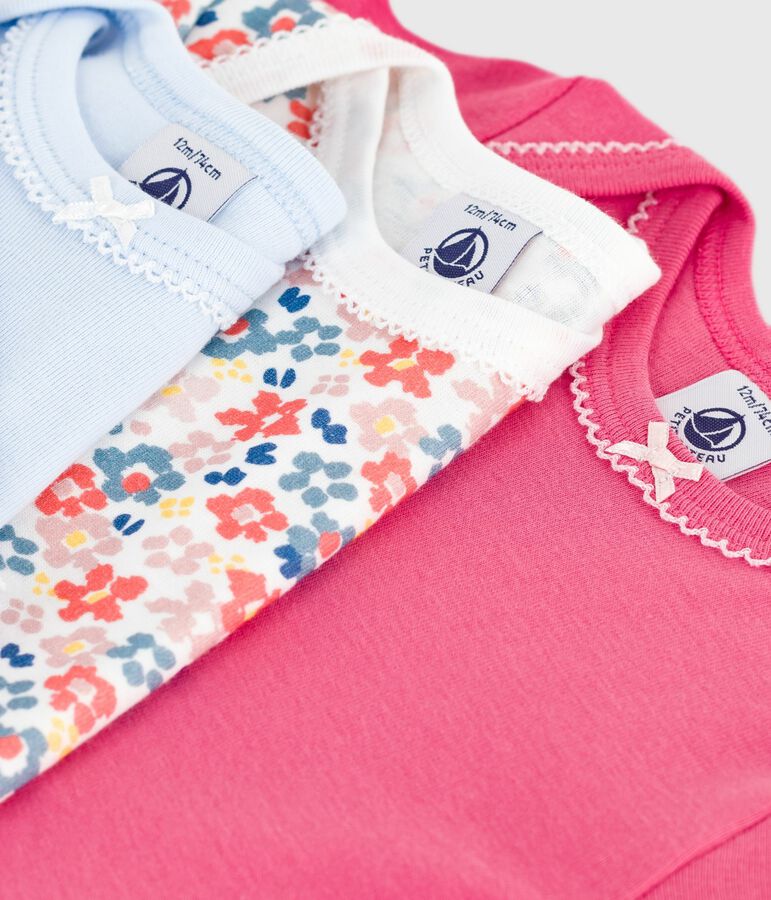 Lot de bodies manches longues en coton imprim&eacute; fleuri b&eacute;b&eacute; variante 1