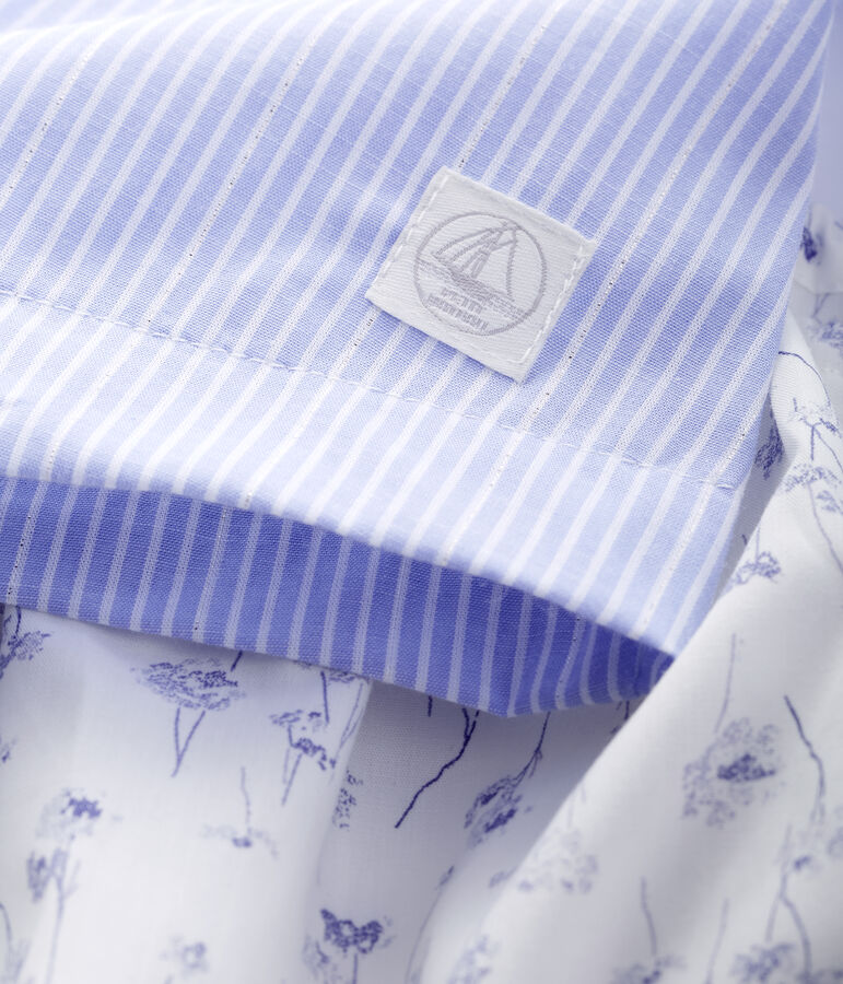 Robe &agrave; rayures avec bloomer fleuri b&eacute;b&eacute; fille en popeline blanc/multicouleur