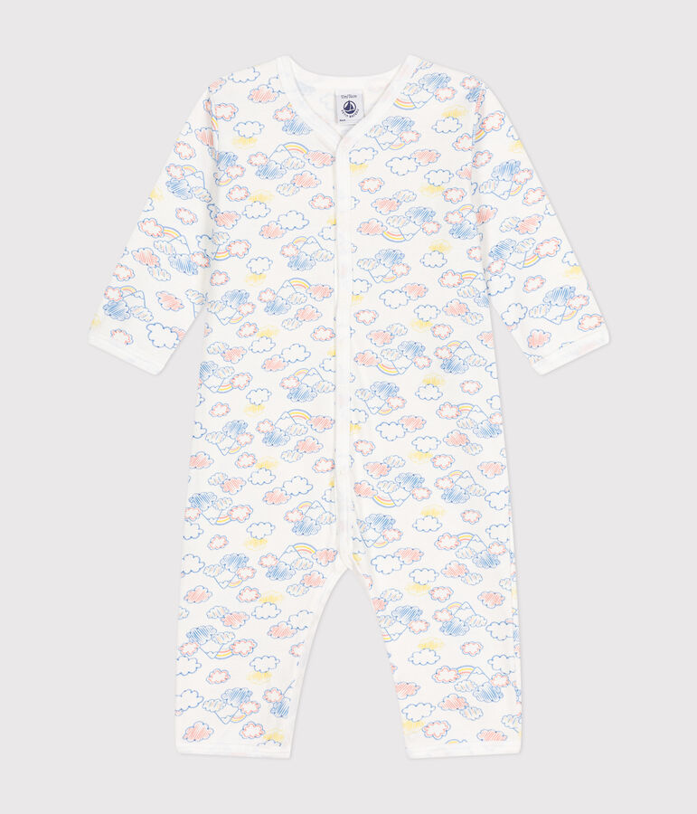 Pyjama sans pieds en coton b&eacute;b&eacute; blanc MARSHMALLOW/blanc MULTICO