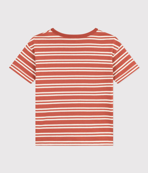 Tee-shirt ray&eacute; en jersey enfant gar&ccedil;on marron/&eacute;cru