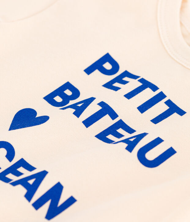 Tee-shirt manches courtes b&eacute;b&eacute; en jersey avec motif &eacute;cru