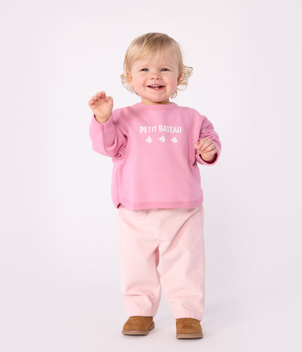 Sweatshirt b&eacute;b&eacute; en coton motif Petit Bateau vintage rose