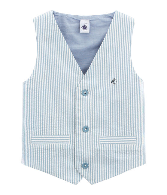 Gilet sans manches garcon bleu FONTAINE/blanc MARSHMALLOW