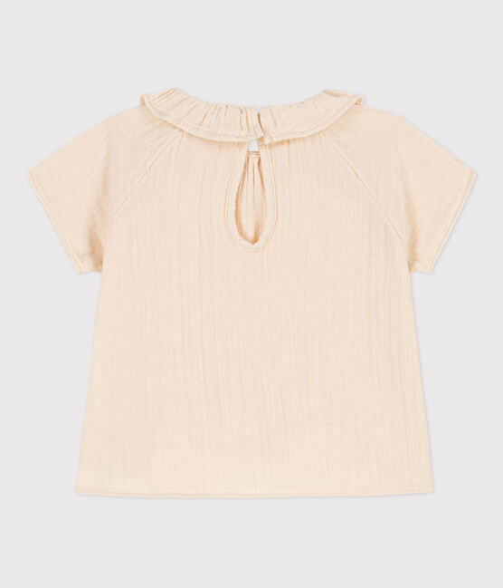 Blouse manches courtes bébé en gaze de coton écru AVALANCHE