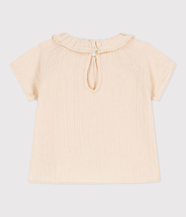 Blouse manches courtes b&eacute;b&eacute; en gaze de coton &eacute;cru