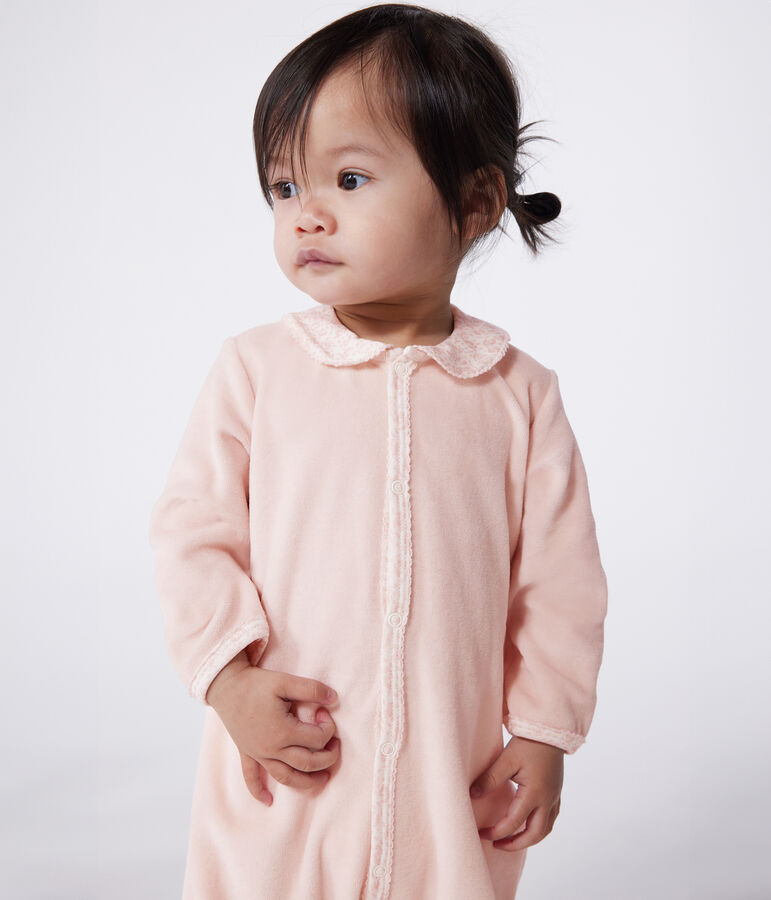 Pyjama b&eacute;b&eacute; en velours avec col rose SALINE