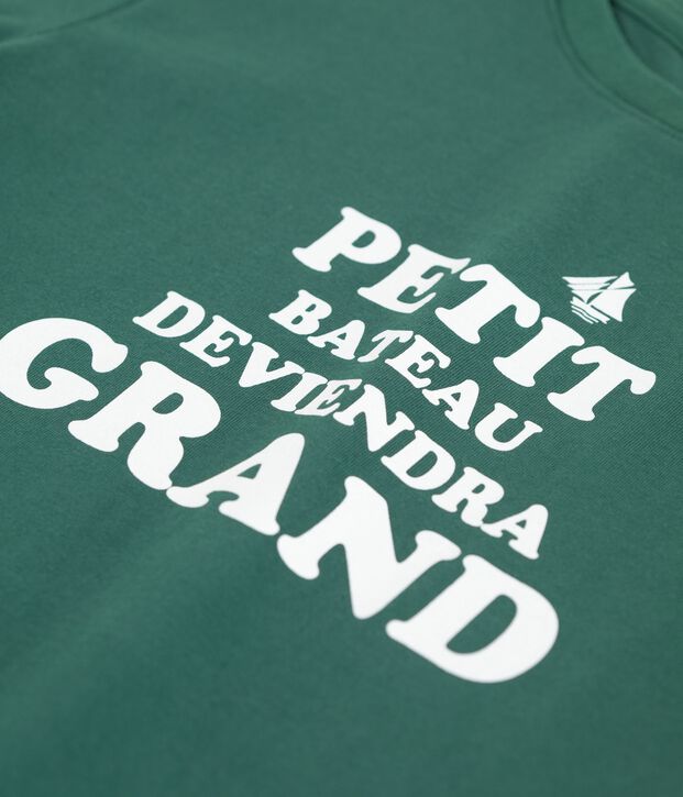 Tee-shirt enfant &agrave; manches courtes imprim&eacute; vert