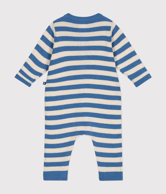 Combinaison rayée en tricot de laine et coton bébé bleu BEACH/ AVALANCHE