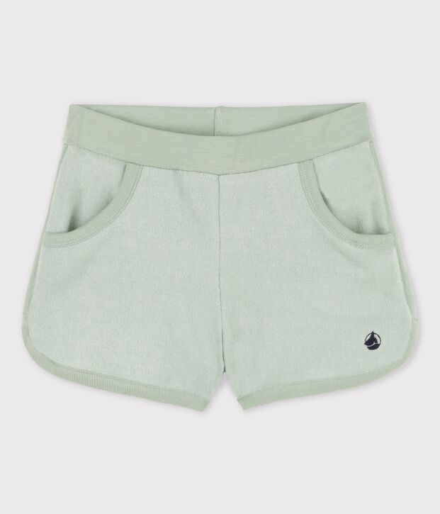 Short en bouclette &eacute;ponge enfant fille vert