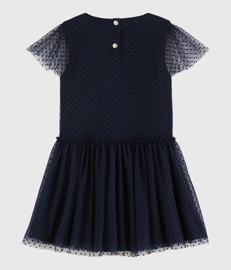 Robe manches courtes enfant fille bleu SMOKING