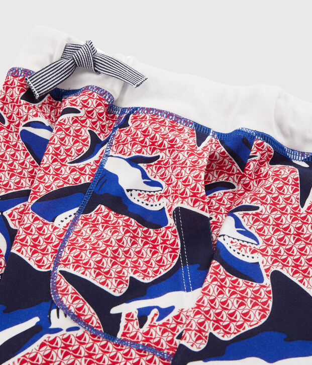 Bermuda enfant gar&ccedil;on blanc/multicouleur