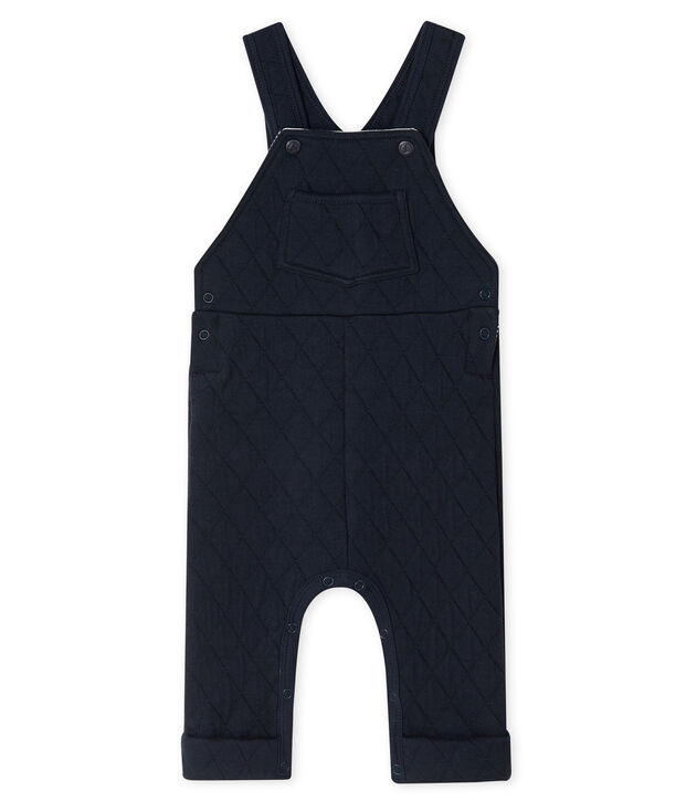 Salopette b&eacute;b&eacute; gar&ccedil;on en tubique matelass&eacute; bleu marine