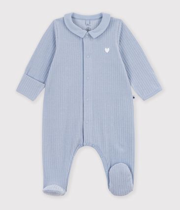 Pyjama bébé en velours avec col uni