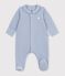 Pyjama b&eacute;b&eacute; en velours avec col uni bleu clair