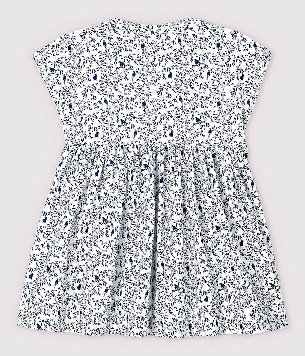 Robe manches courtes en popeline b&eacute;b&eacute; fille blanc/multicouleur