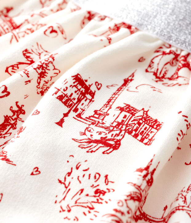 Jupe en molleton enfant fille blanc/rouge