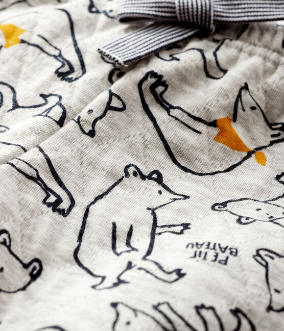 Pantalon bébé garçon en tubique gris BELUGA/blanc MULTICO