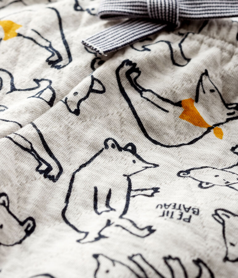 Pantalon b&eacute;b&eacute; gar&ccedil;on en tubique gris BELUGA/blanc MULTICO