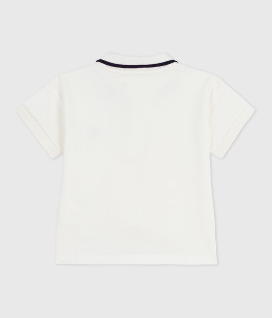 Polo bébé en coton à manches courtes, uni blanc MARSHMALLOW
