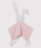 Doudou lapin bébé en côte rose CHARME/blanc MARSHMALLOW