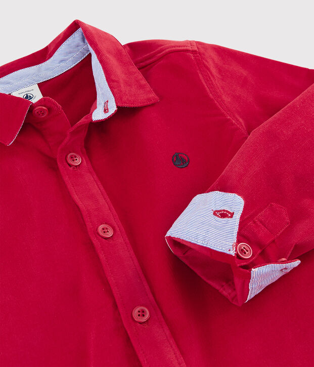 Chemise en velours enfant gar&ccedil;on rouge