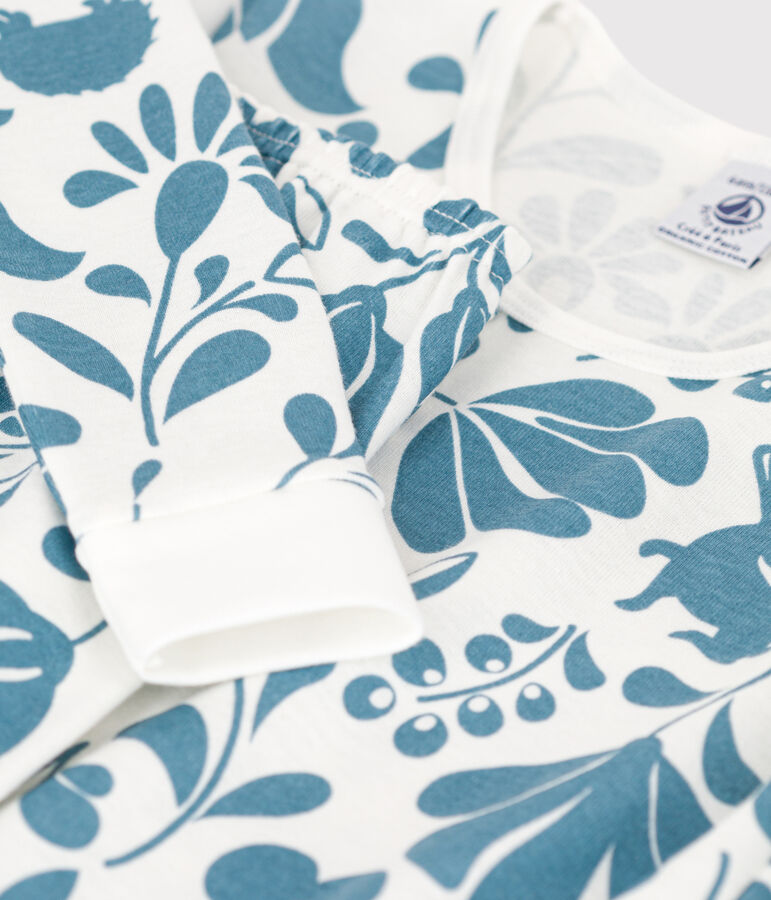 Pyjama ajust&eacute; fleur en coton blanc MARSHMALLOW/ ROVER