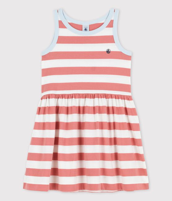 Robe rayée sans manche en coton enfant fille PAPAYE/MARSHMALLOW