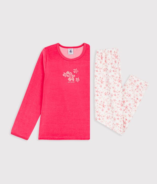 Pyjama  en velours rose/multicouleur