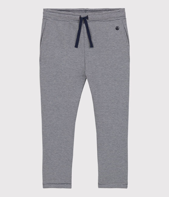 Pantalon en double jersey enfant fille bleu SMOKING/blanc MARSHMALLOW