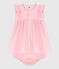 Robe bébé en coton unie et son bloomer rose CHARME