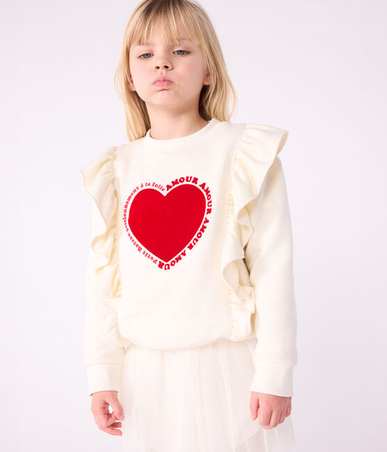 Sweatshirt enfant en coton imprimé écru MILK