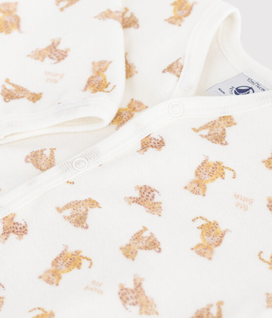 Pyjama bébé en velours imprimé léopards blanc MARSHMALLOW/blanc MULTICO