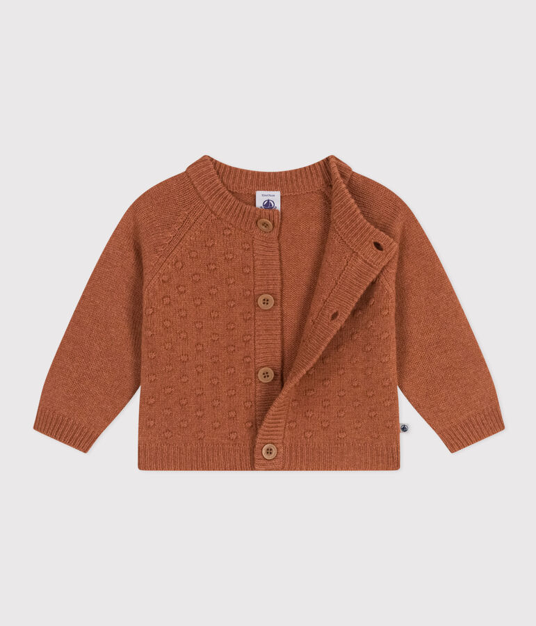 Cardigan en tricot de laine et nylon recycl&eacute; b&eacute;b&eacute; marron