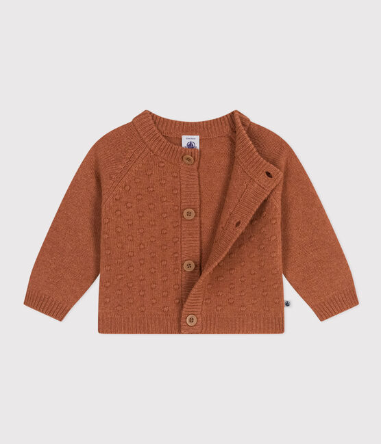Cardigan en tricot de laine et nylon recyclé bébé marron ECUREUIL