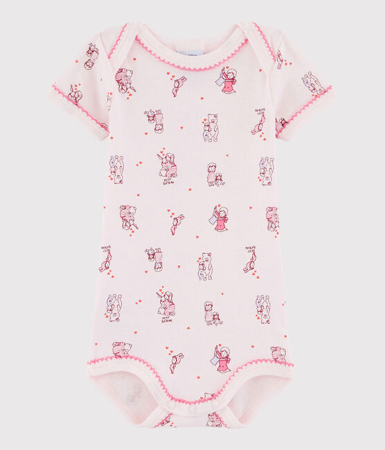 Body manches courtes bébé fille rose VIENNE/blanc MULTICO