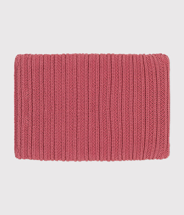 Snood en tricot doubl&eacute; en polaire enfant rose