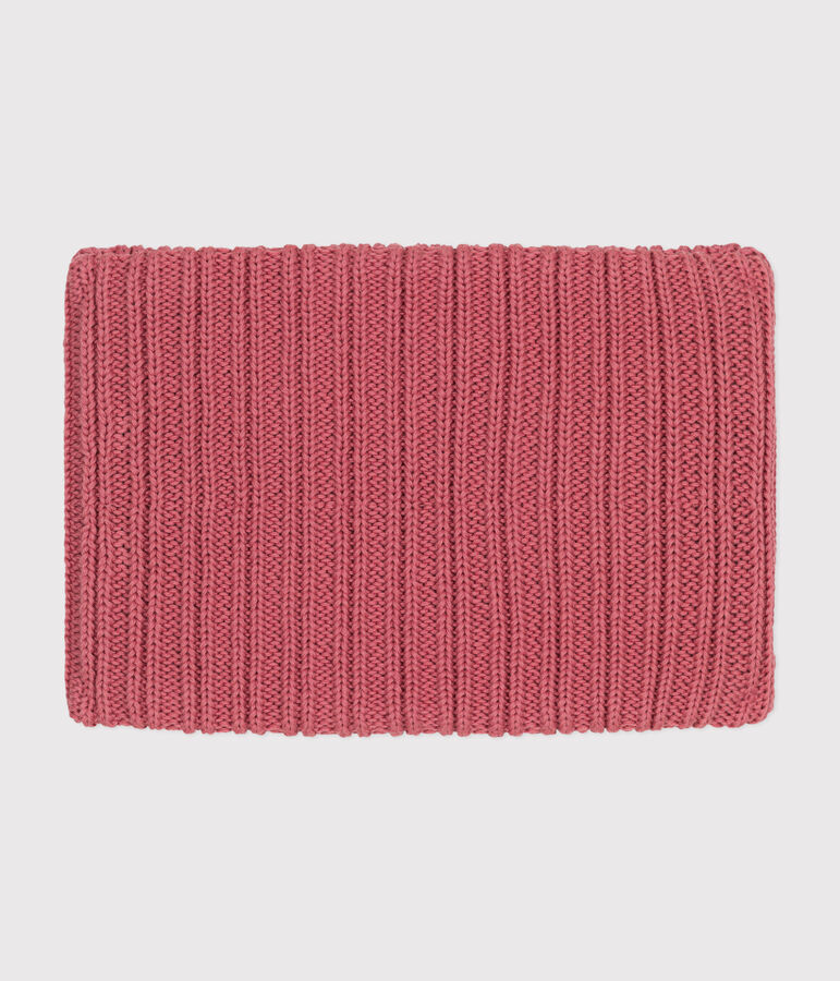 Snood en tricot doubl&eacute; en polaire enfant rose