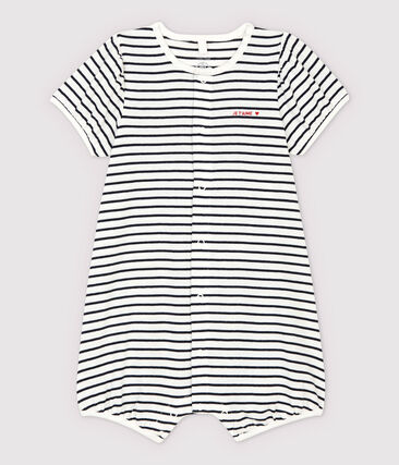 PETIT BATEAU - Combicourt rayé Je t'aime bébé en coton biologique